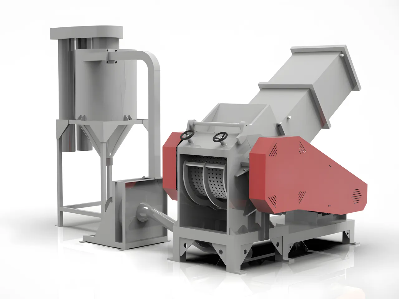 Granulateur pour profils PVC de fenêtres et de portes en fonctionnement